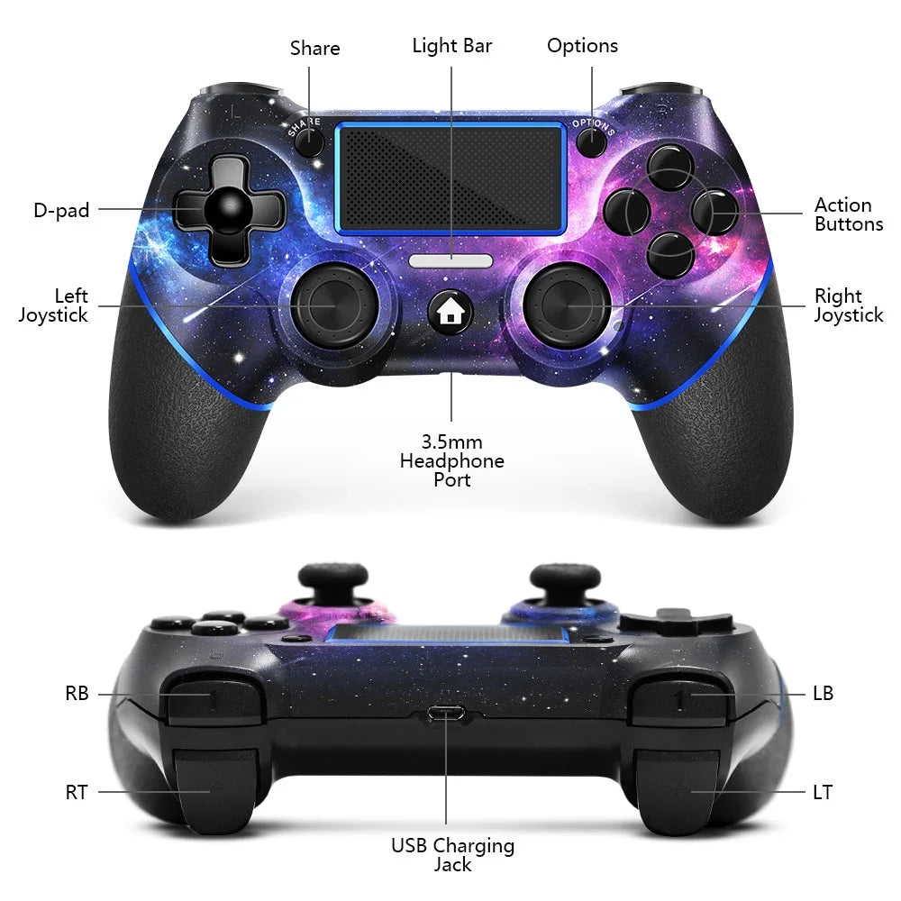 Wireless Controller for PS4 with Thumb Grips, Galaxy Design Gamepad a7