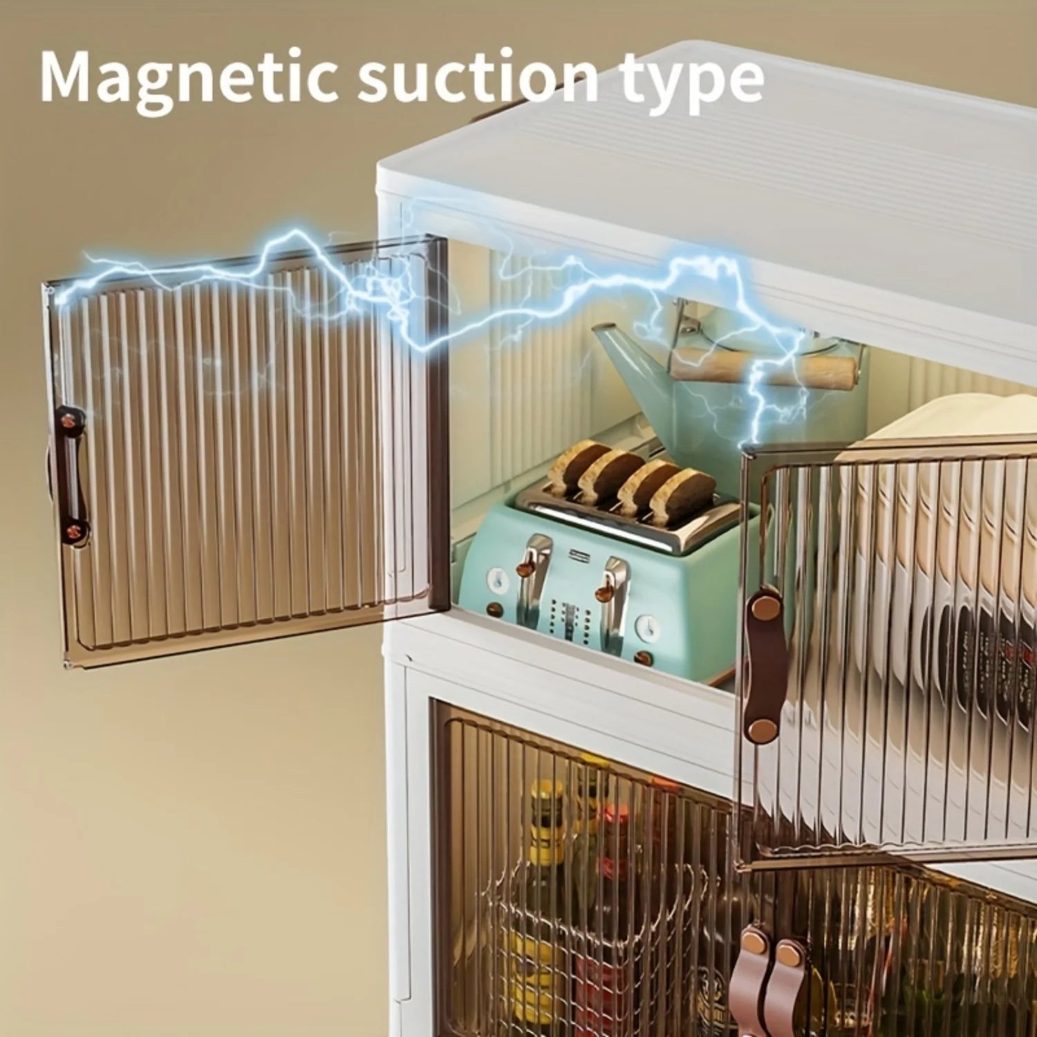 Folding storage box magnetic cabinet door plastic drawer rack 7k