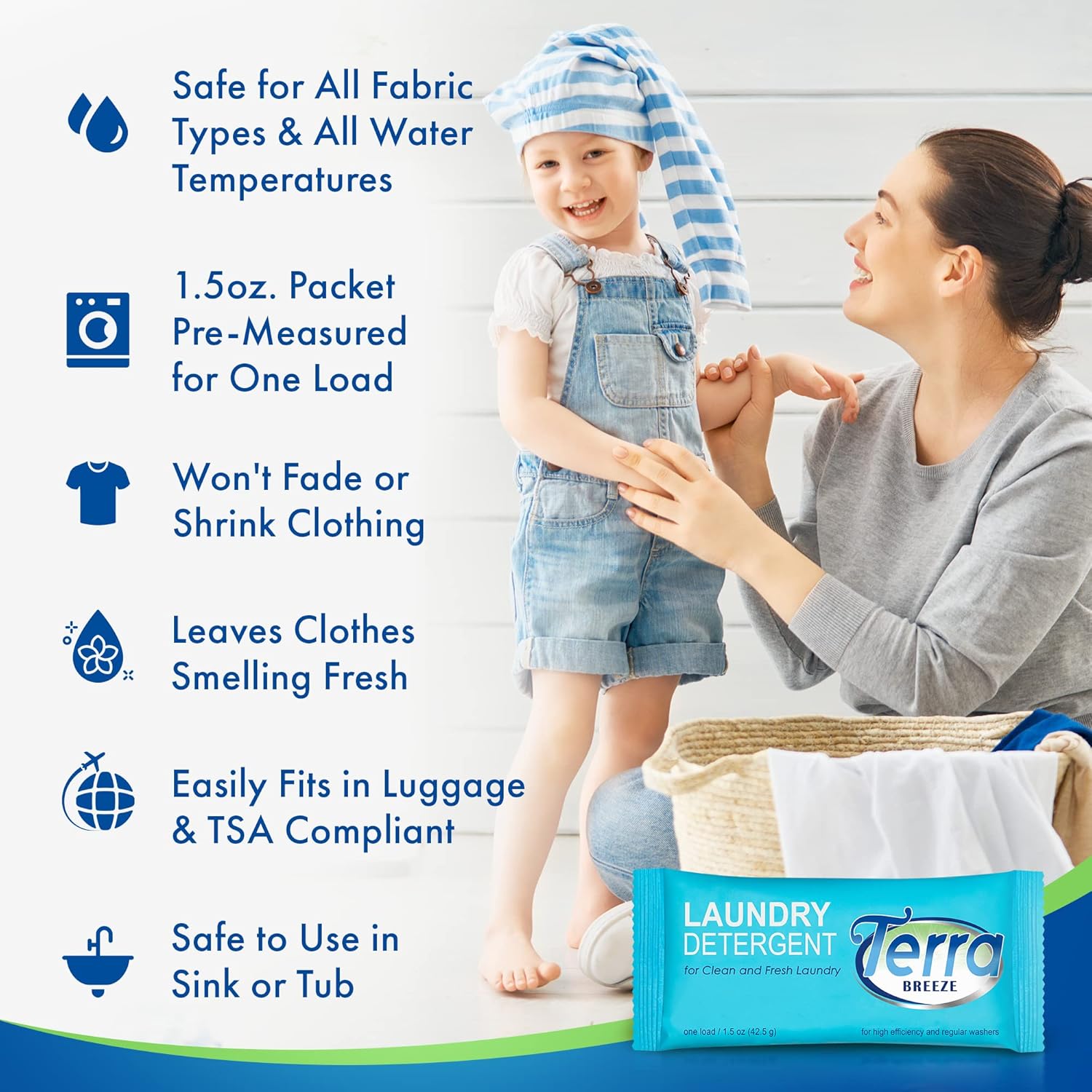 Laundry Detergent Powder 1.5 oz Packets Case of 50 k7