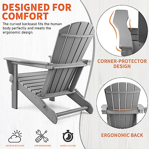 Folding Adirondack Chairs Set of 2, Weather Resistant with Cup Holder k7m