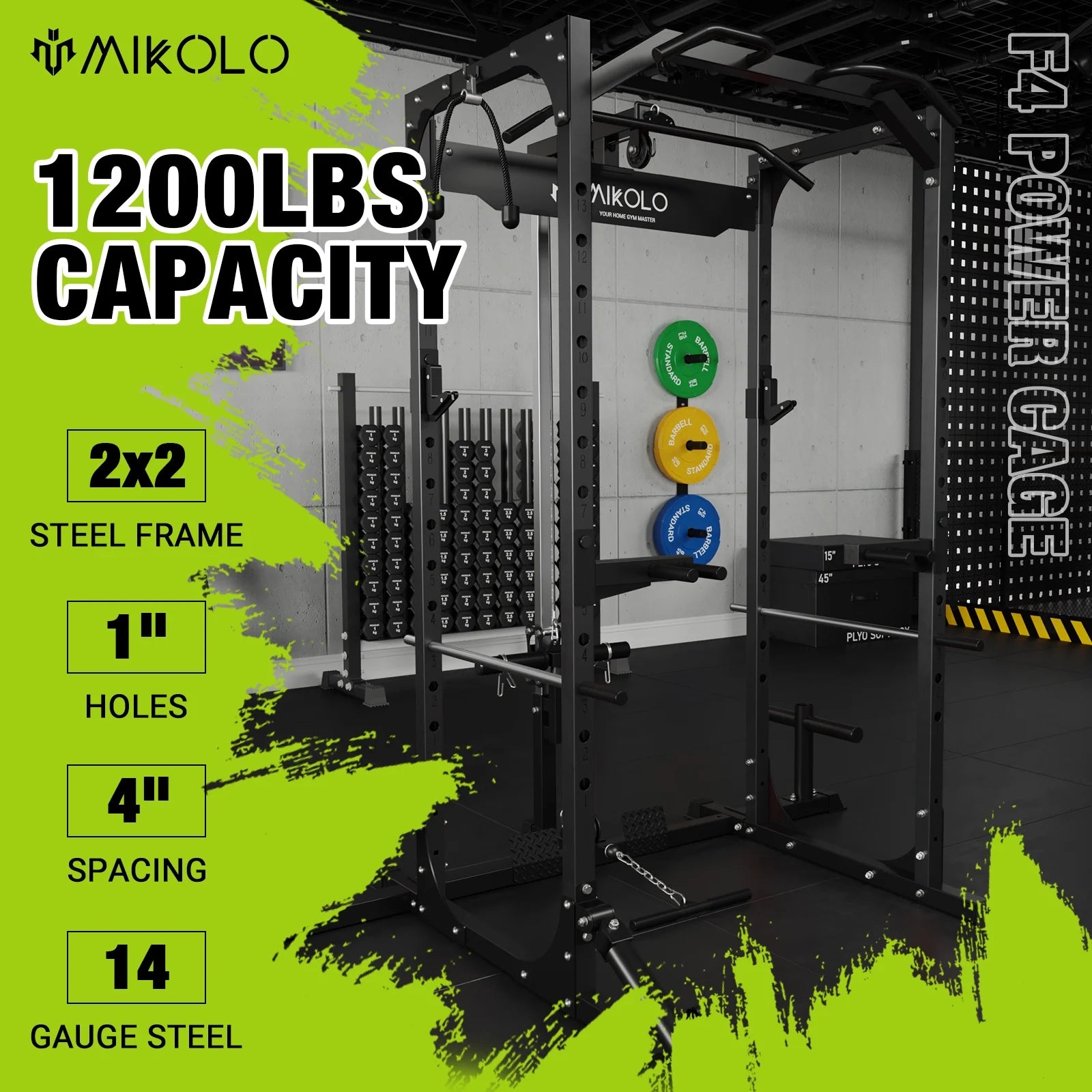 Power Rack Cage with Lat Pulldown System 1200LBS Capacity k7