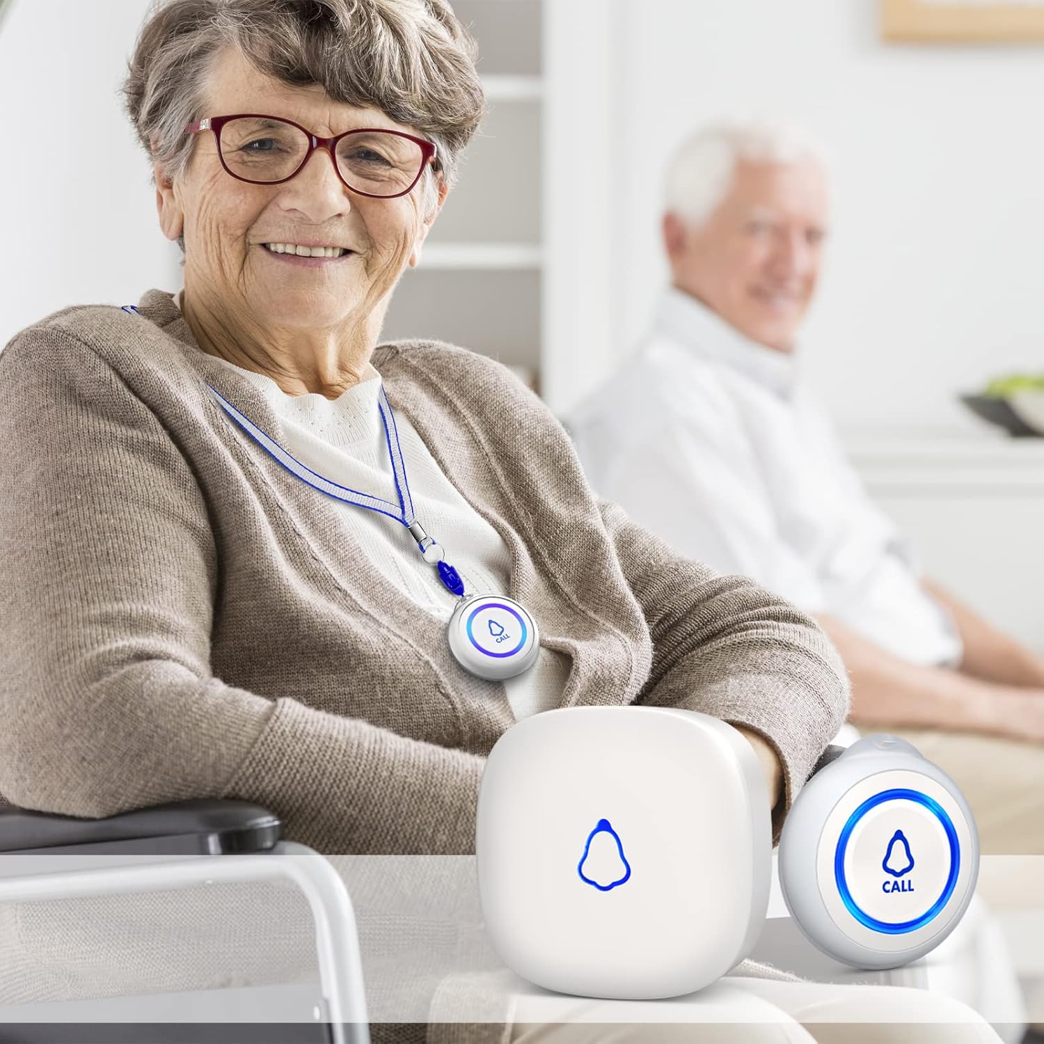 Wireless Caregiver Pager with 3 Call Buttons and 3 Receivers for Seniors k7