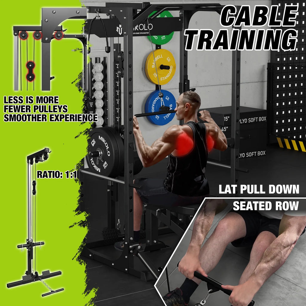 Power Rack Cage with Lat Pulldown System 1200LBS Capacity k7