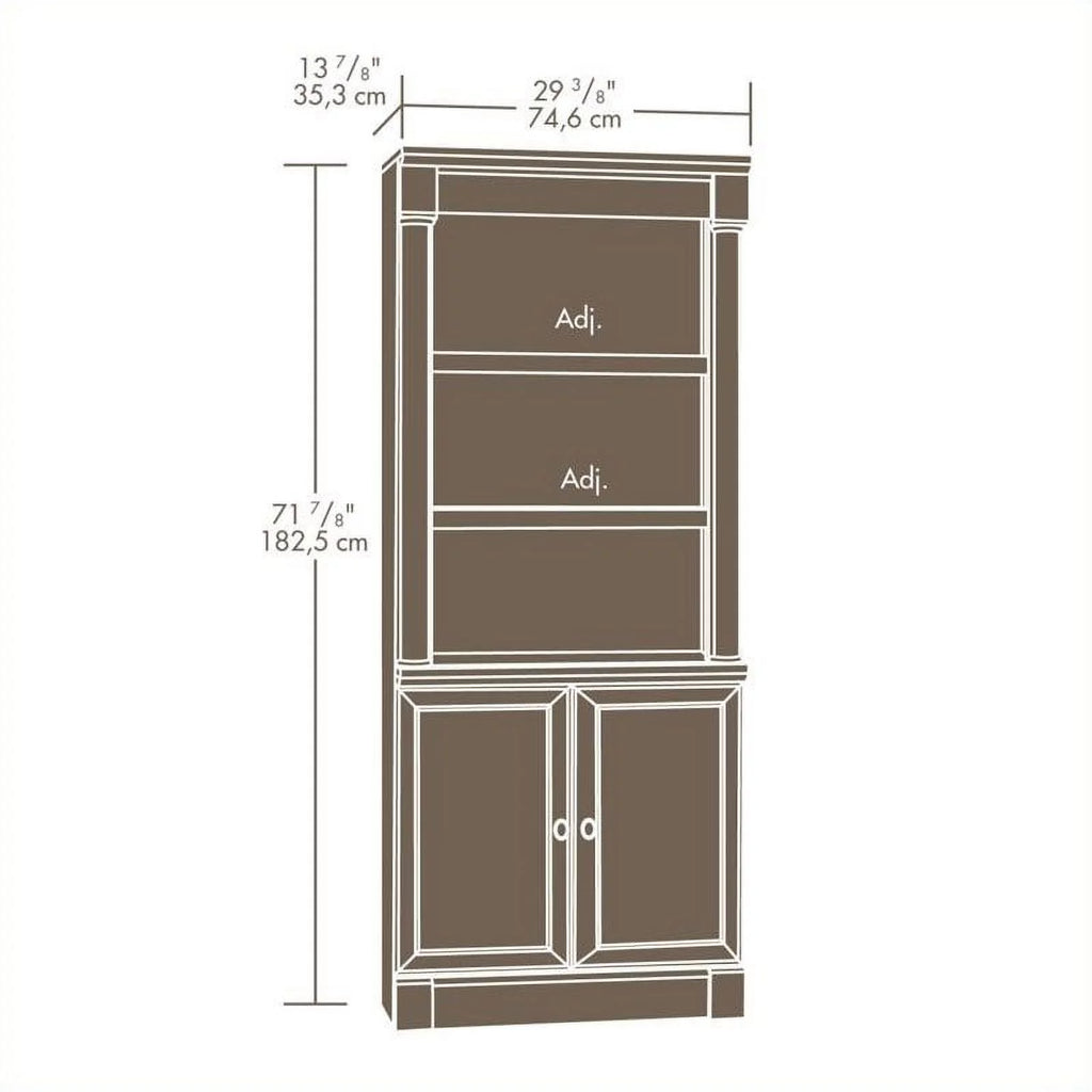 3 Shelf Wood Bookcase with Doors Cherry a7