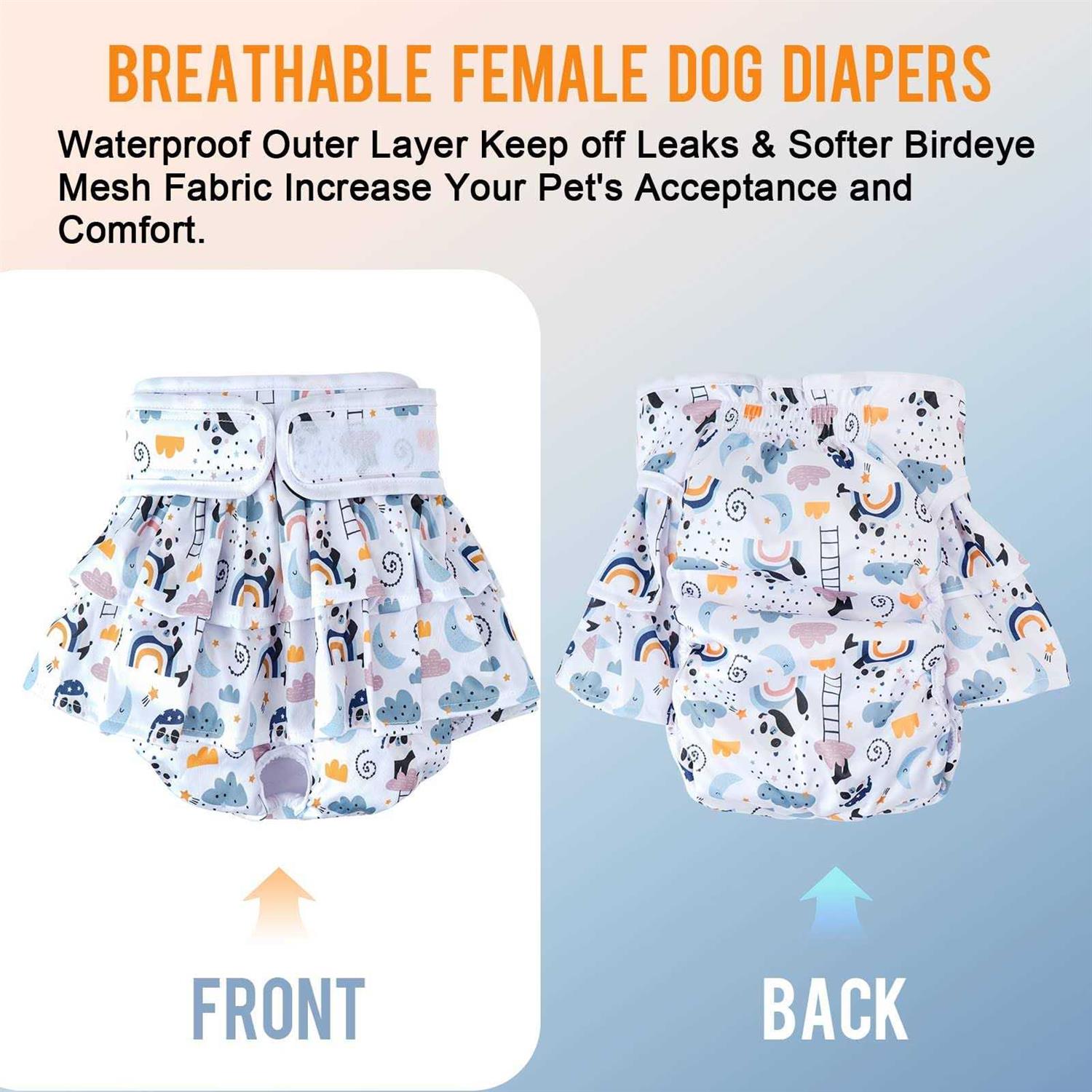 Washable Dog Diapers for Female in Heat, Leak-Proof Reusable 3 Pack k7m