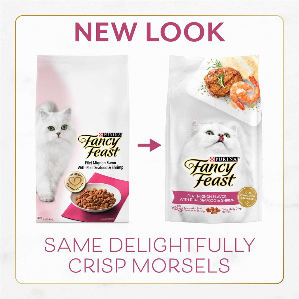 Dry Cat Food Filet Mignon Flavor with Seafood Shrimp k7m