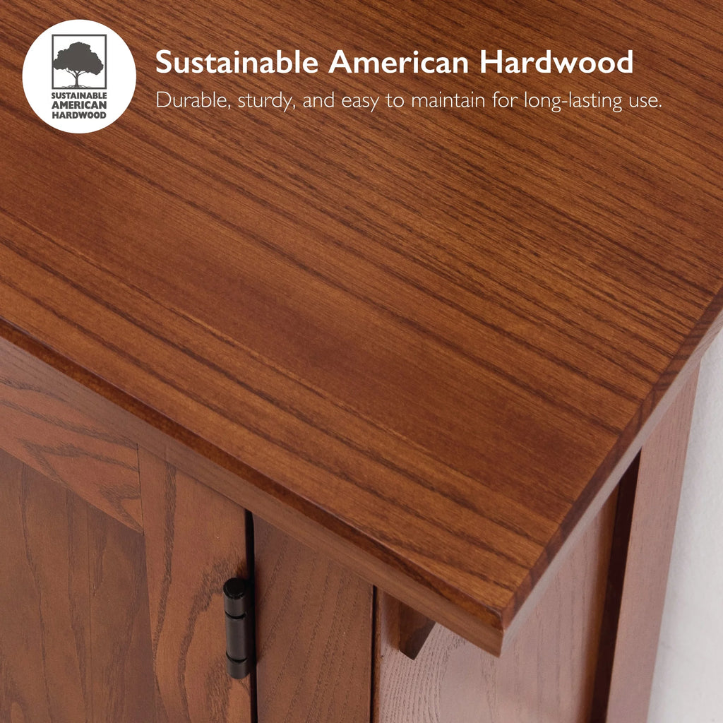Solid Wood End Table with Storage Shelf for Living Room Bedroom Printer Stand k7m
