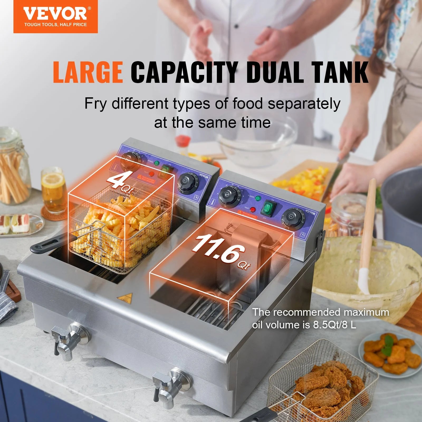 Electric Deep Fryer Dual Tank 3000W a7