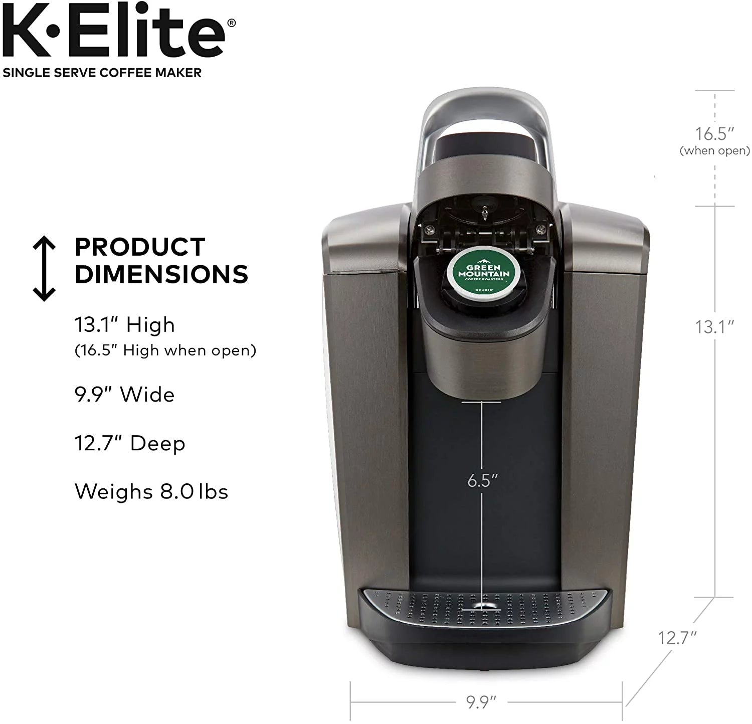 Coffee Maker Single Serve K-Cup Brewer Iced Capability Brushed Slate a7