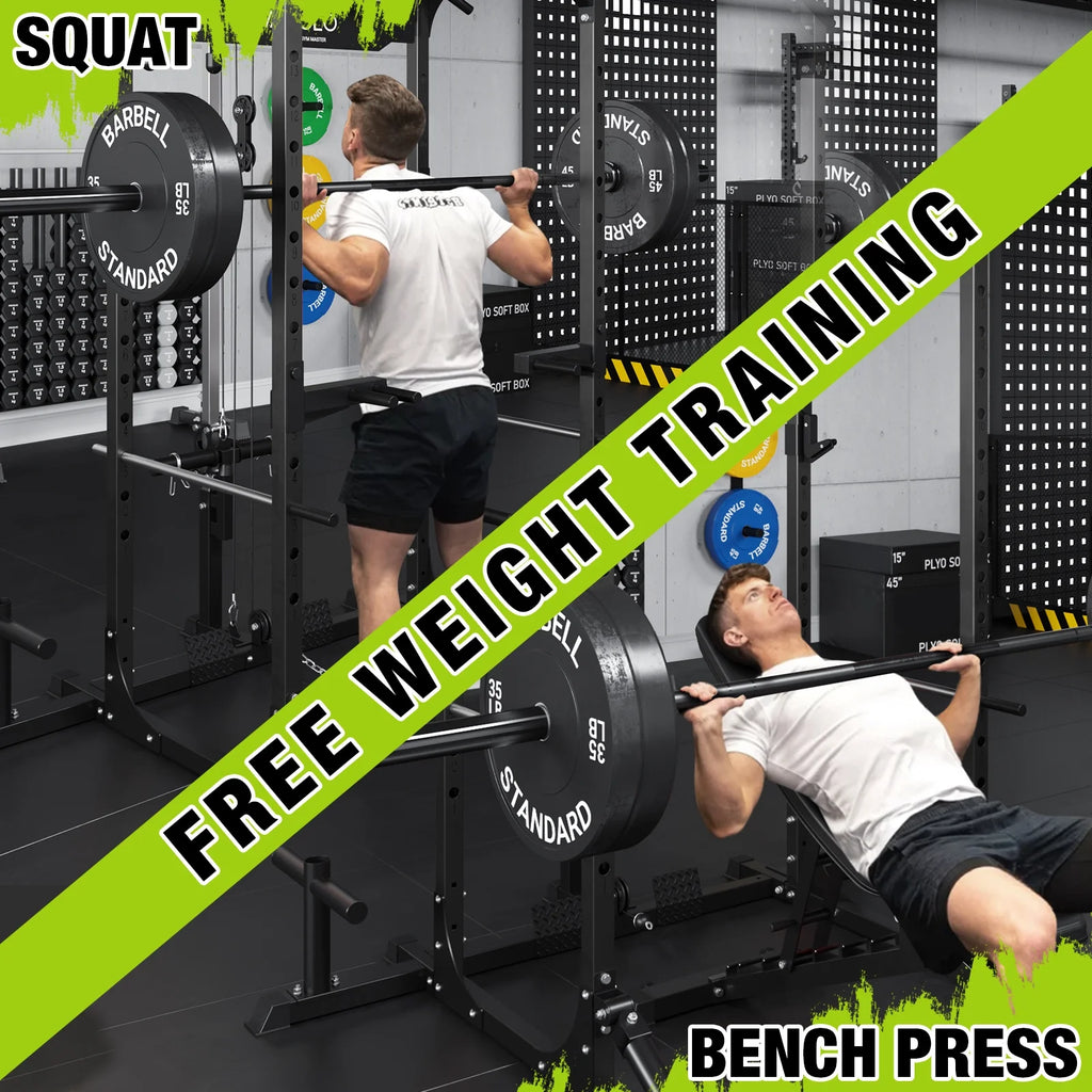 Power Rack Cage with Lat Pulldown System 1200LBS Capacity k7
