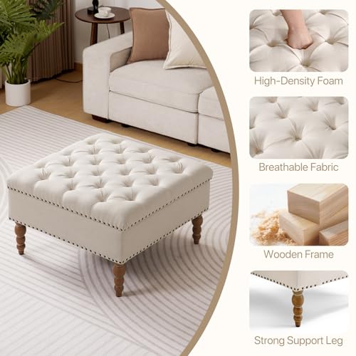 Square Ottoman Coffee Table with Storage Shelf a7