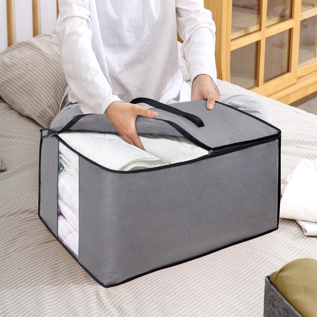 Thick Oversize Storage Bag Folding Organizer Under Bed Carrying Grey k7