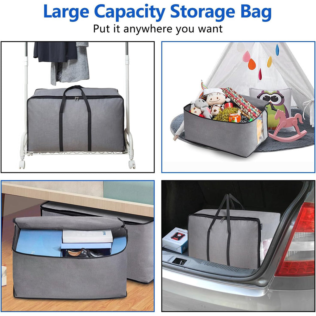 Thick Oversize Storage Bag Folding Organizer Under Bed Carrying Grey k7