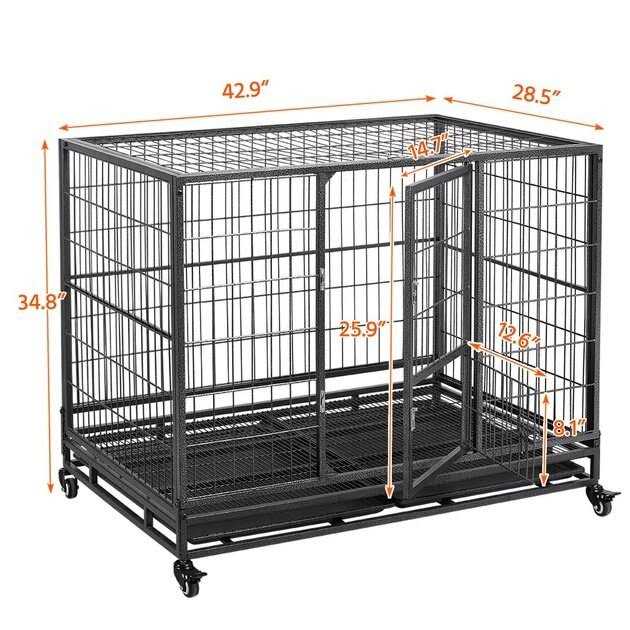Dog Crate with Wheels and Litter Pan k7