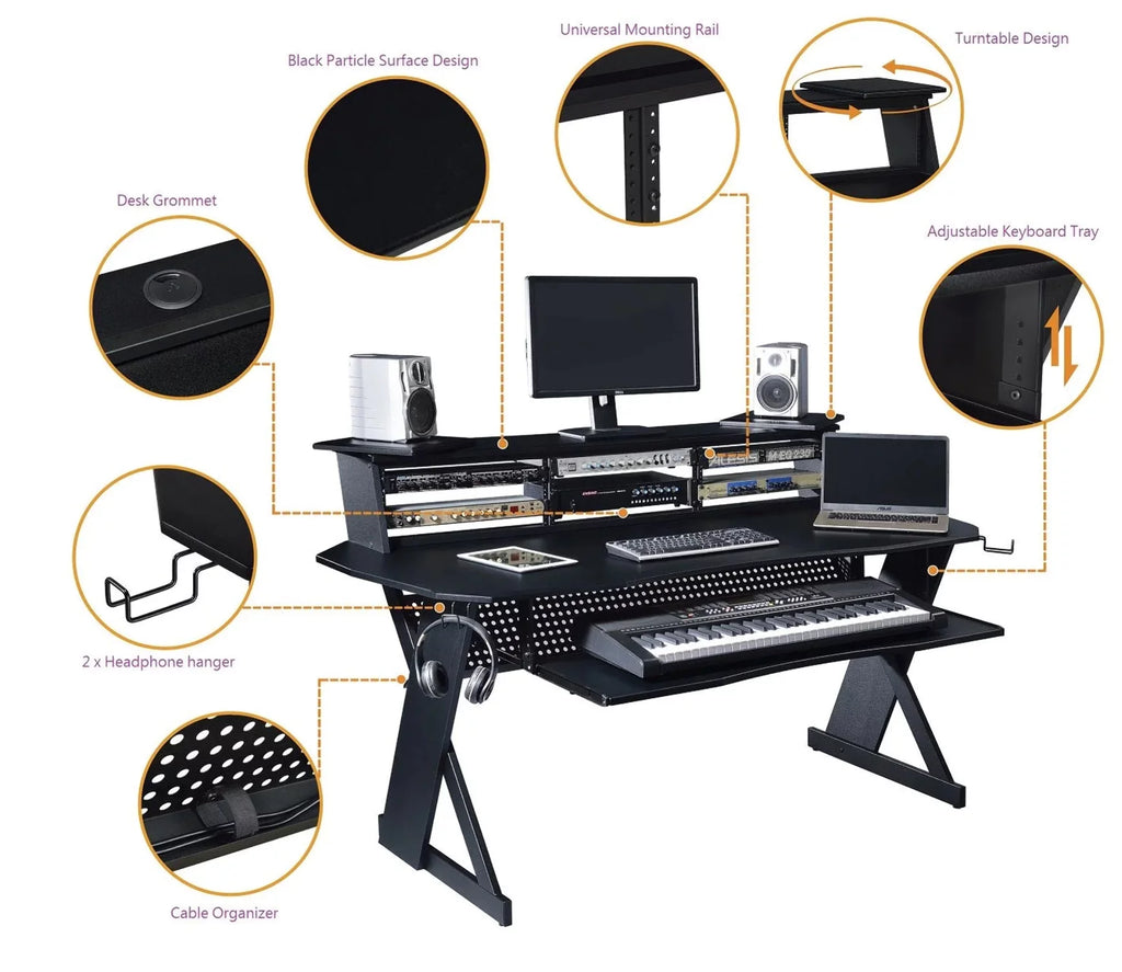 Music Recording Studio Desk Workstation with 4U Rack a7