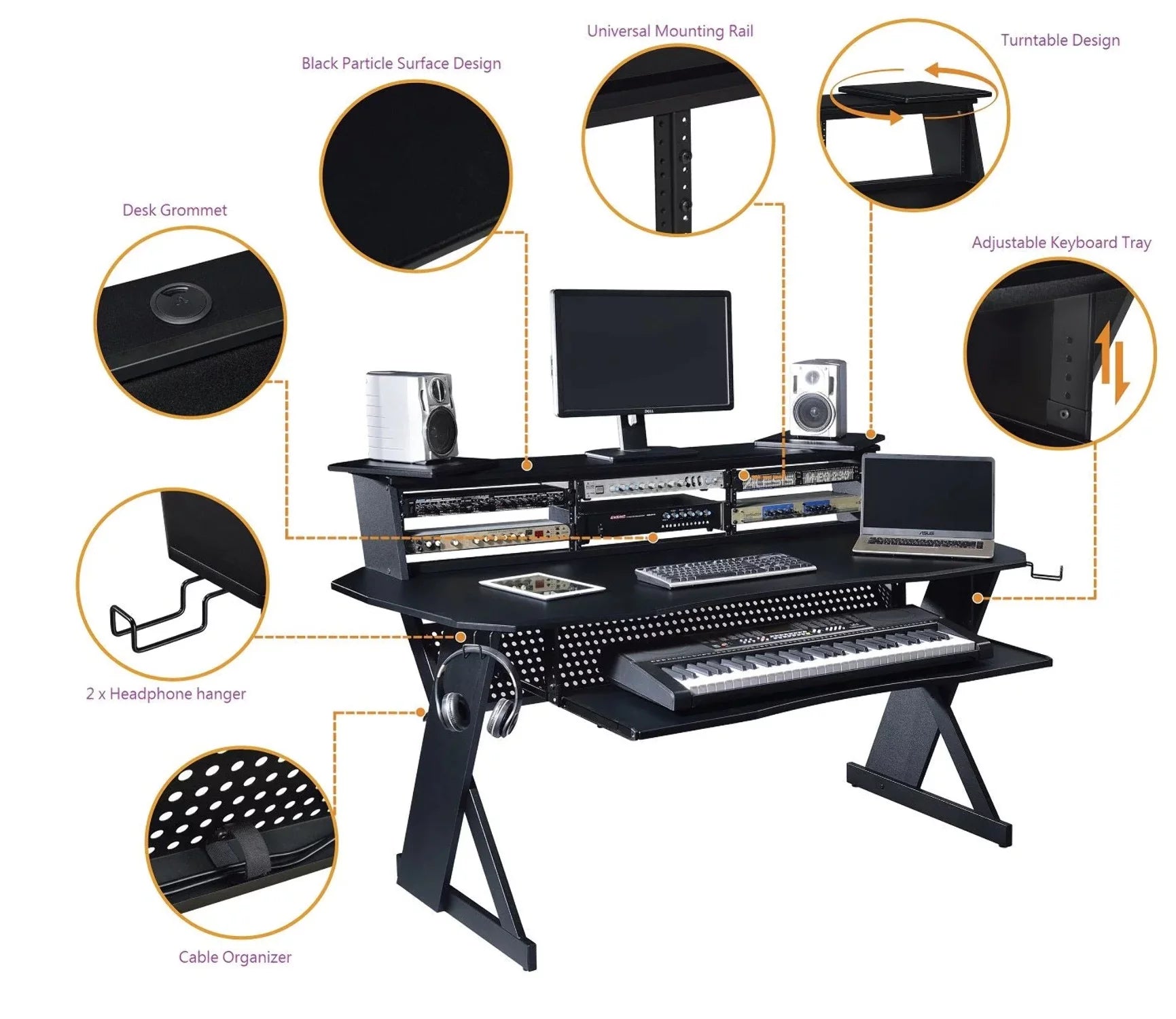 Music Recording Studio Desk Workstation with 4U Rack a7
