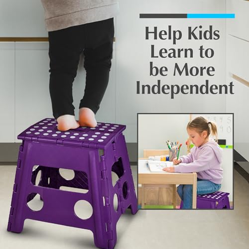 Folding Step Stool for Adults and Kids, Easy Open, Black a7