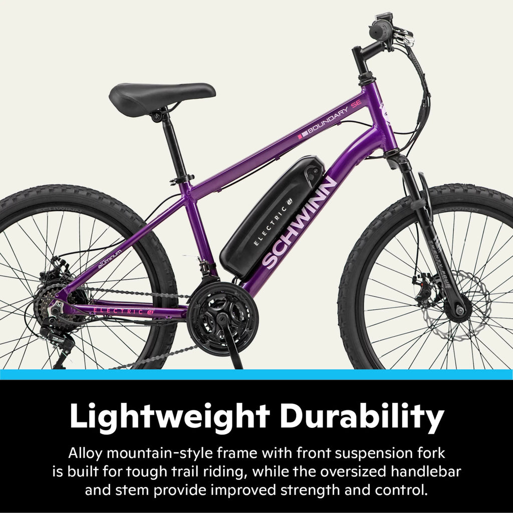 Electric Mountain Bike 24 Inch 7 Speed Purple a7