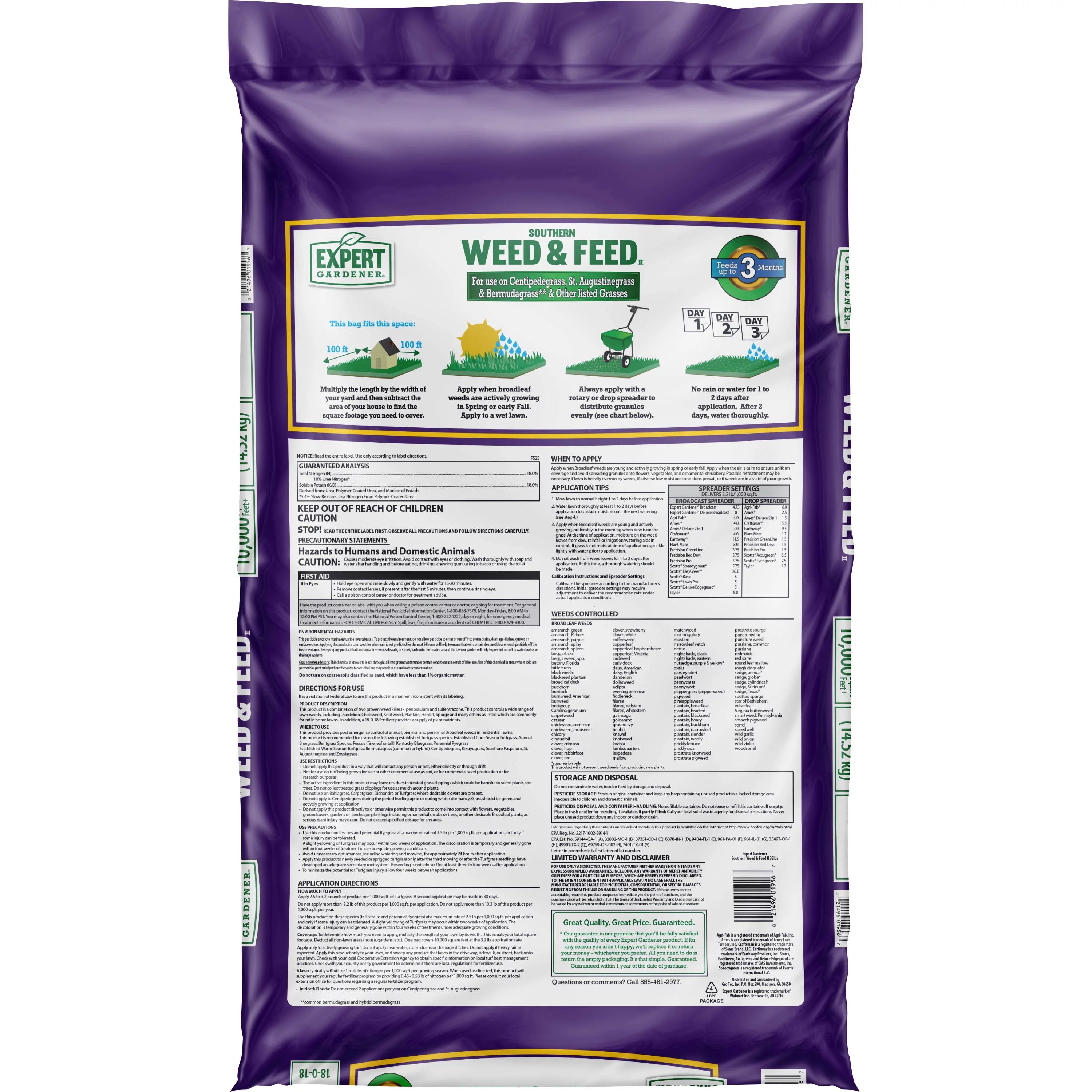 Lawn Weed & Feed Fertilizer 32 lb a7