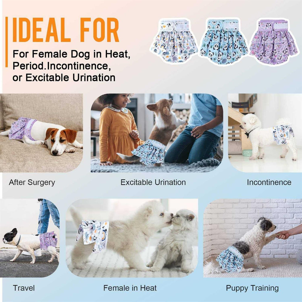 Washable Dog Diapers for Female in Heat, Leak-Proof Reusable 3 Pack k7m
