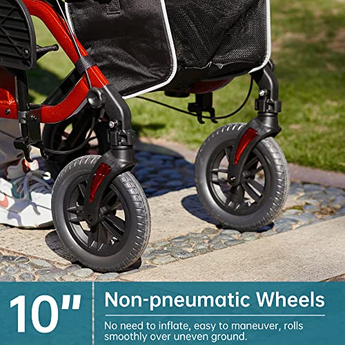 All-Terrain 2 in 1 Rollator Walker & Transport Chair Folding Wheelchair Blue k7
