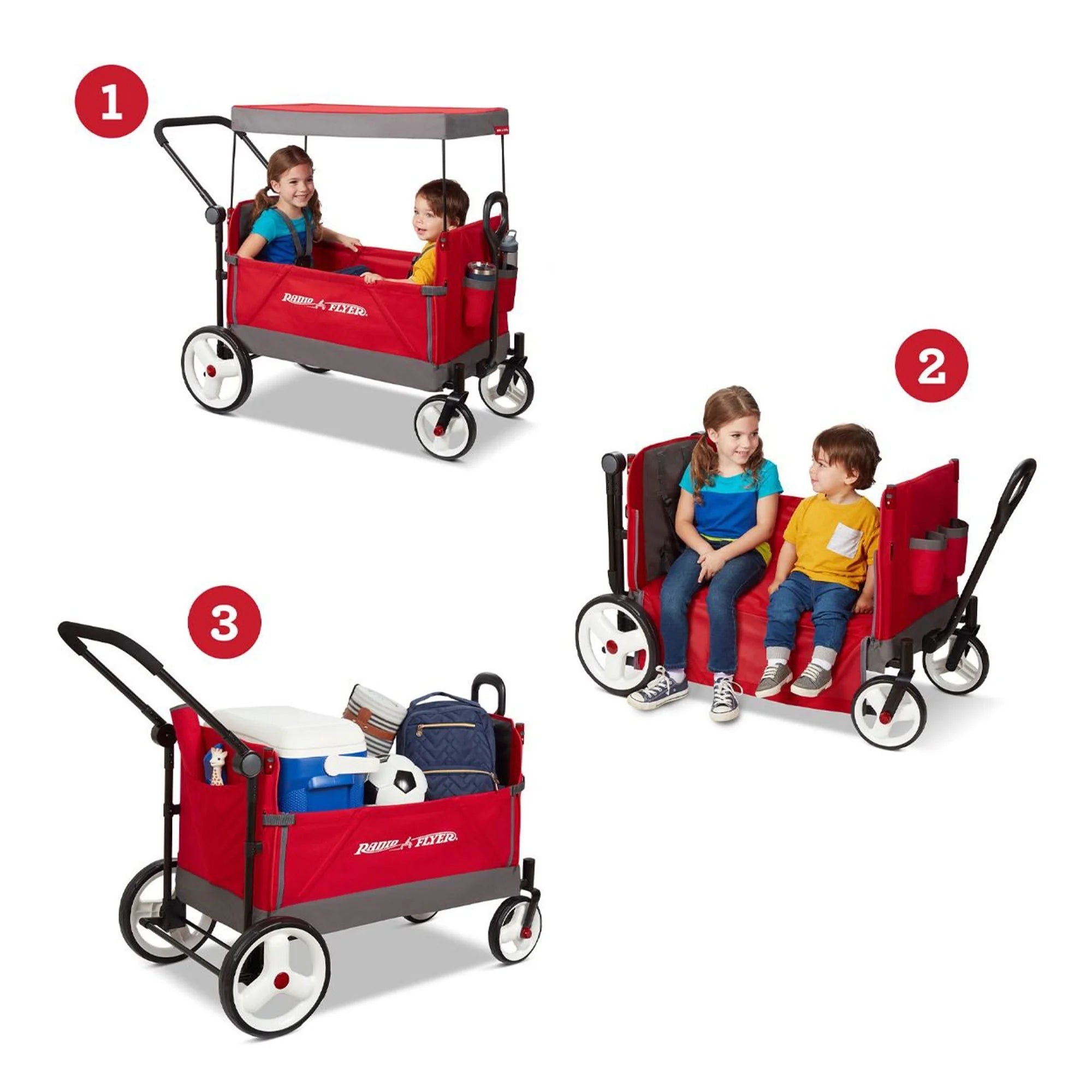 Stroll N Wagon with Pull & Push Handle, Red/Black k7m