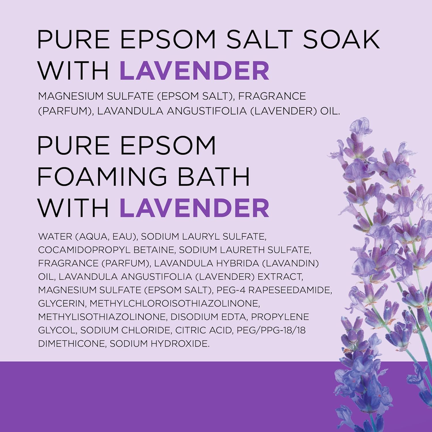 Epsom Salt Soaking Solution and Foaming Bath Combo Pack Lavender k7