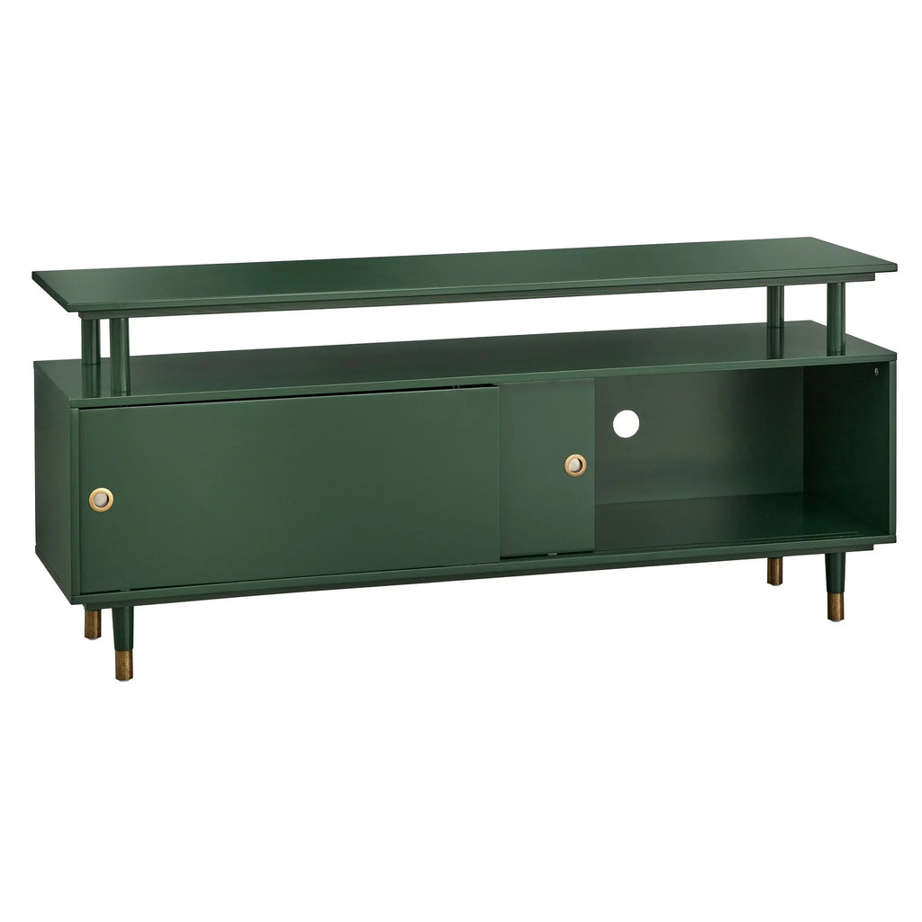 TV Stand Green Painted Wood Mid-Century Modern a7