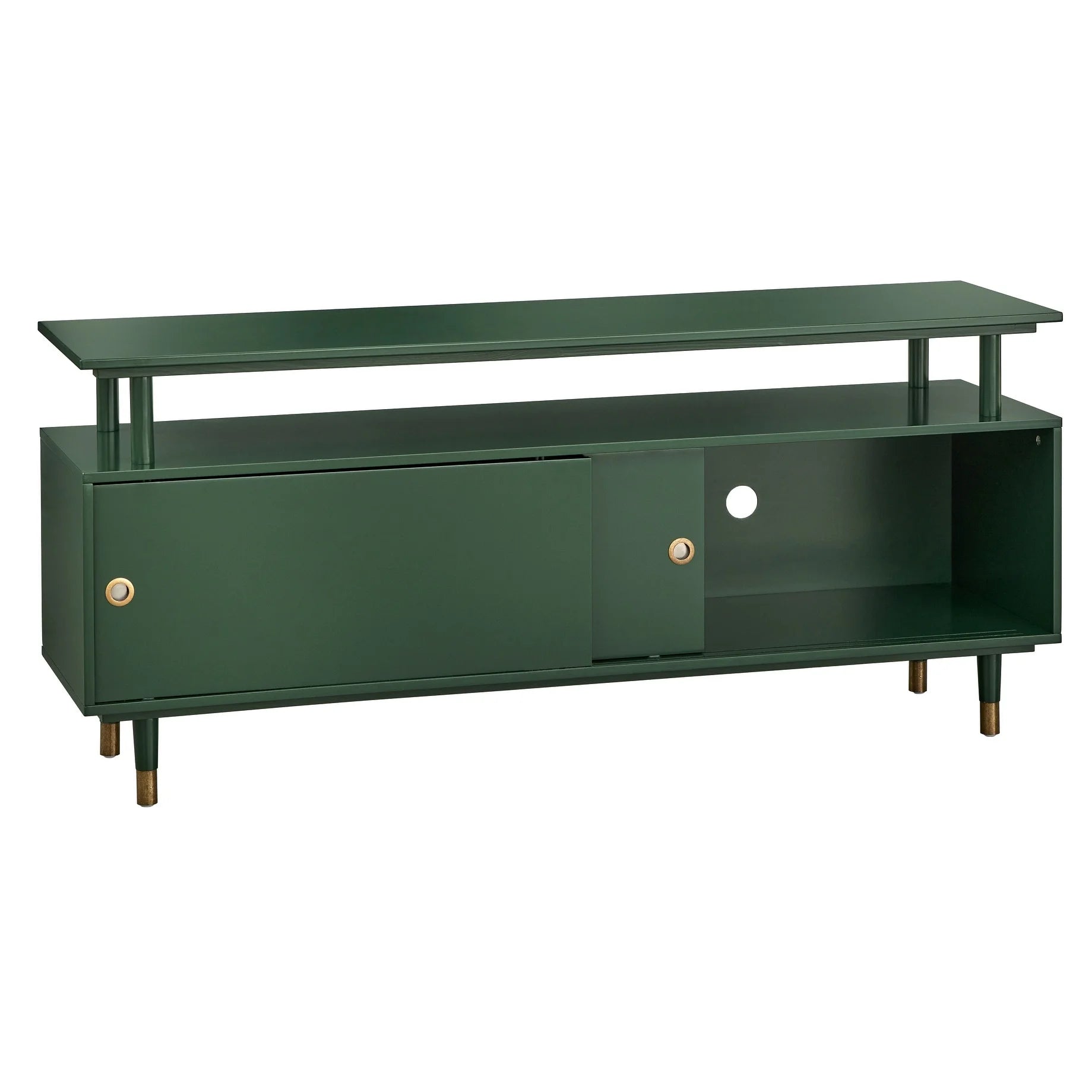 TV Stand Green Painted Wood Mid-Century Modern a7