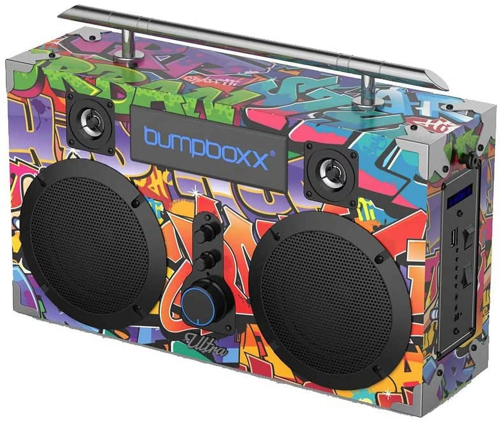 Bumpboxx Portable Bluetooth Speaker Ultra NYC Graffiti | Retro Boombox with Bluetooth Speaker | Rechargeable Bluetooth Speaker | Includes Rechargeable Lithium Battery, Carrying Strap & Remote