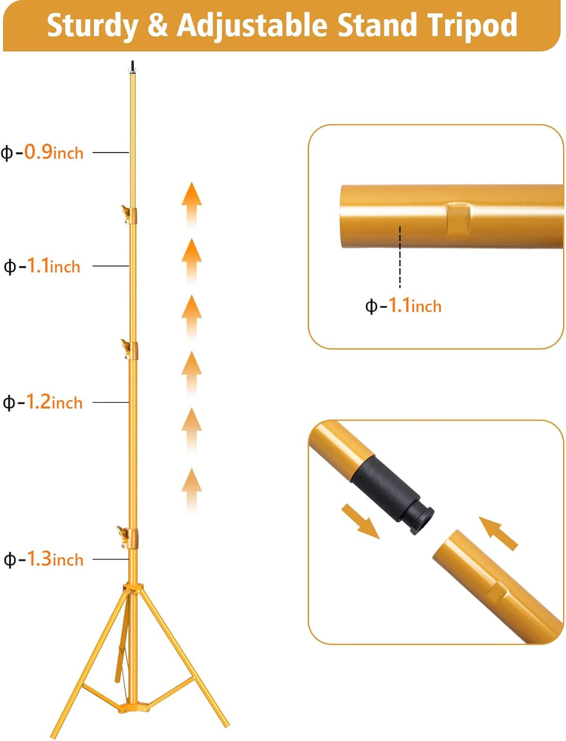 Photography Backdrop Stand Gold Adjustable with Carry Bag k7