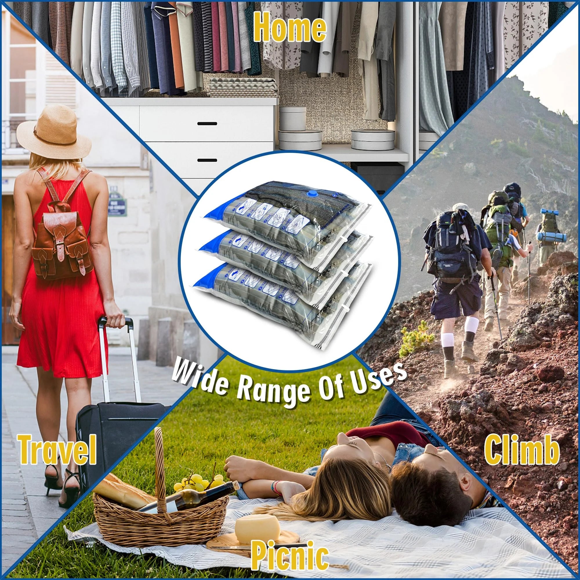 Vacuum Storage Bags 8 Pack Extra Large Space Saver with Pump a7