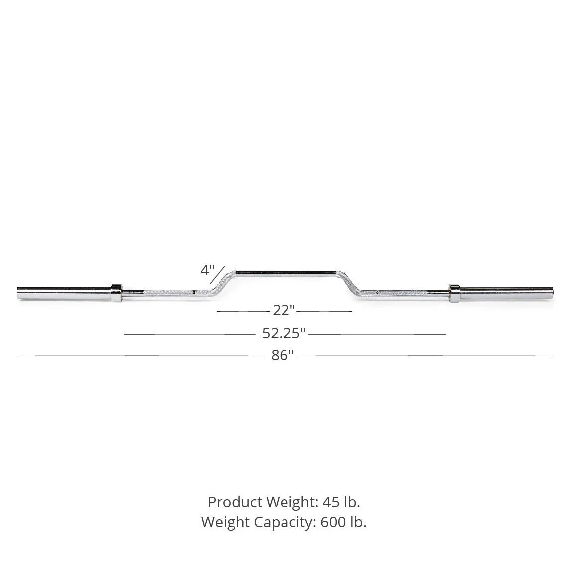 Cambered Olympic Bench Press Bar 600 LB Chrome a7