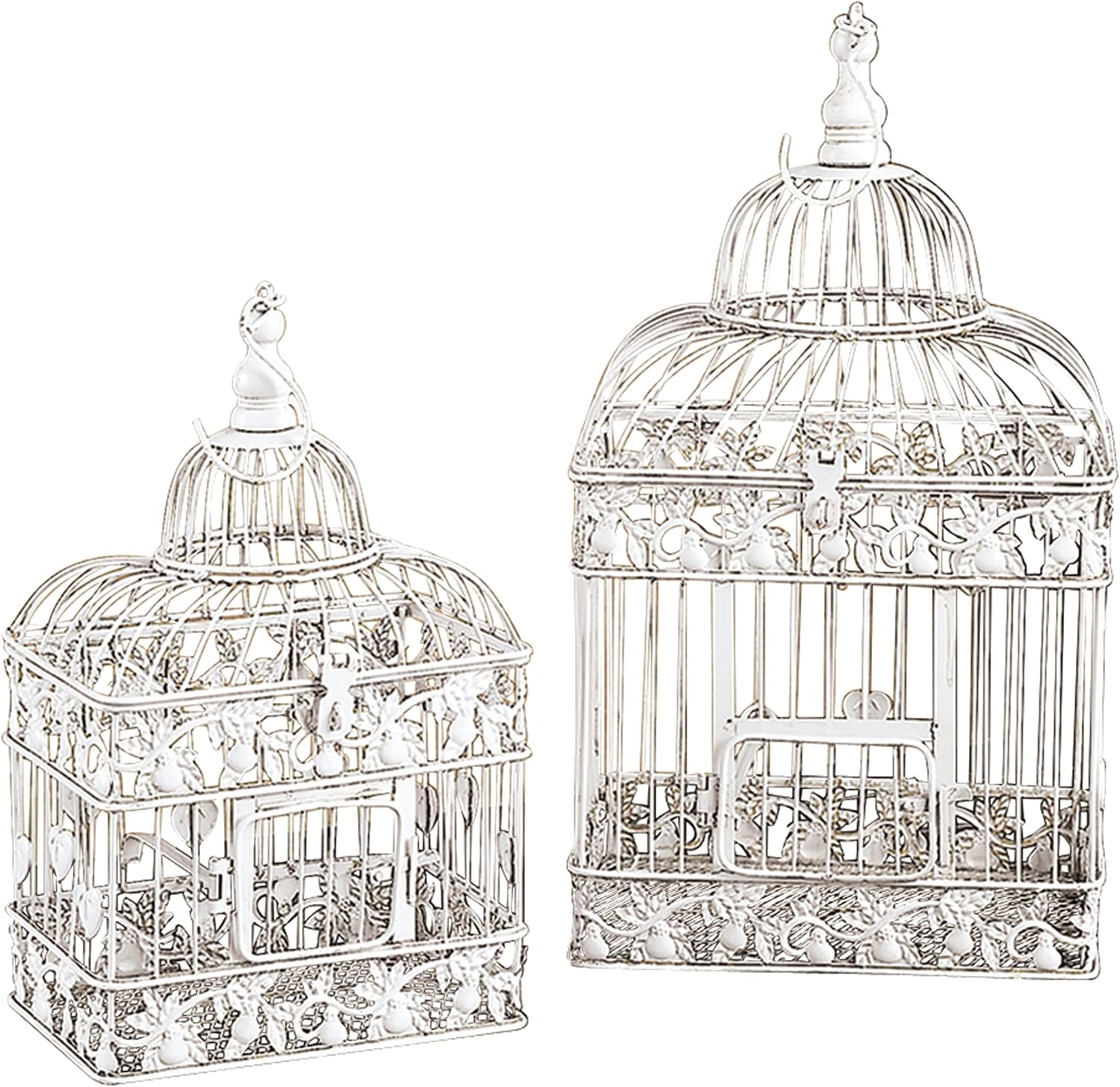 Deco 79 Vintage Metal Birdcage, 22", 15"H, White
