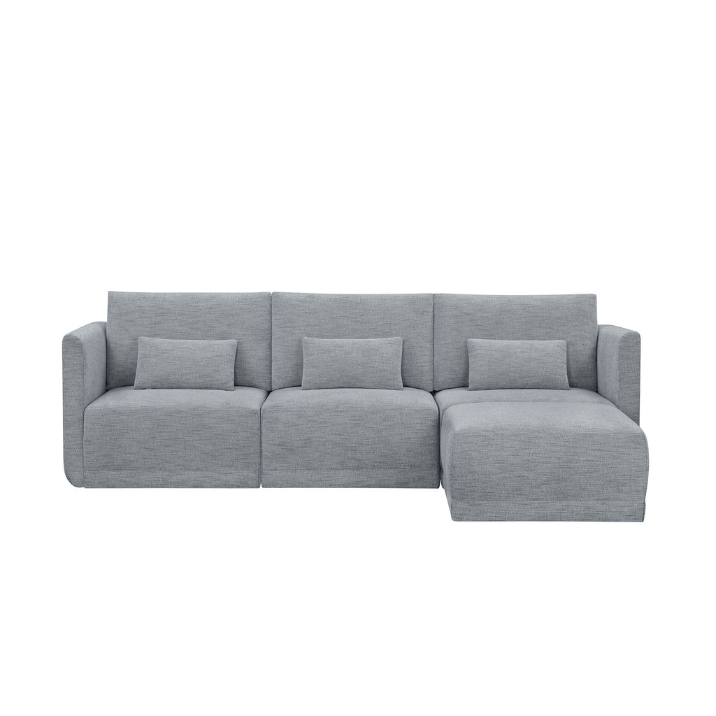 Modular Sectional Sofa with Ottoman Gray Fabric k7