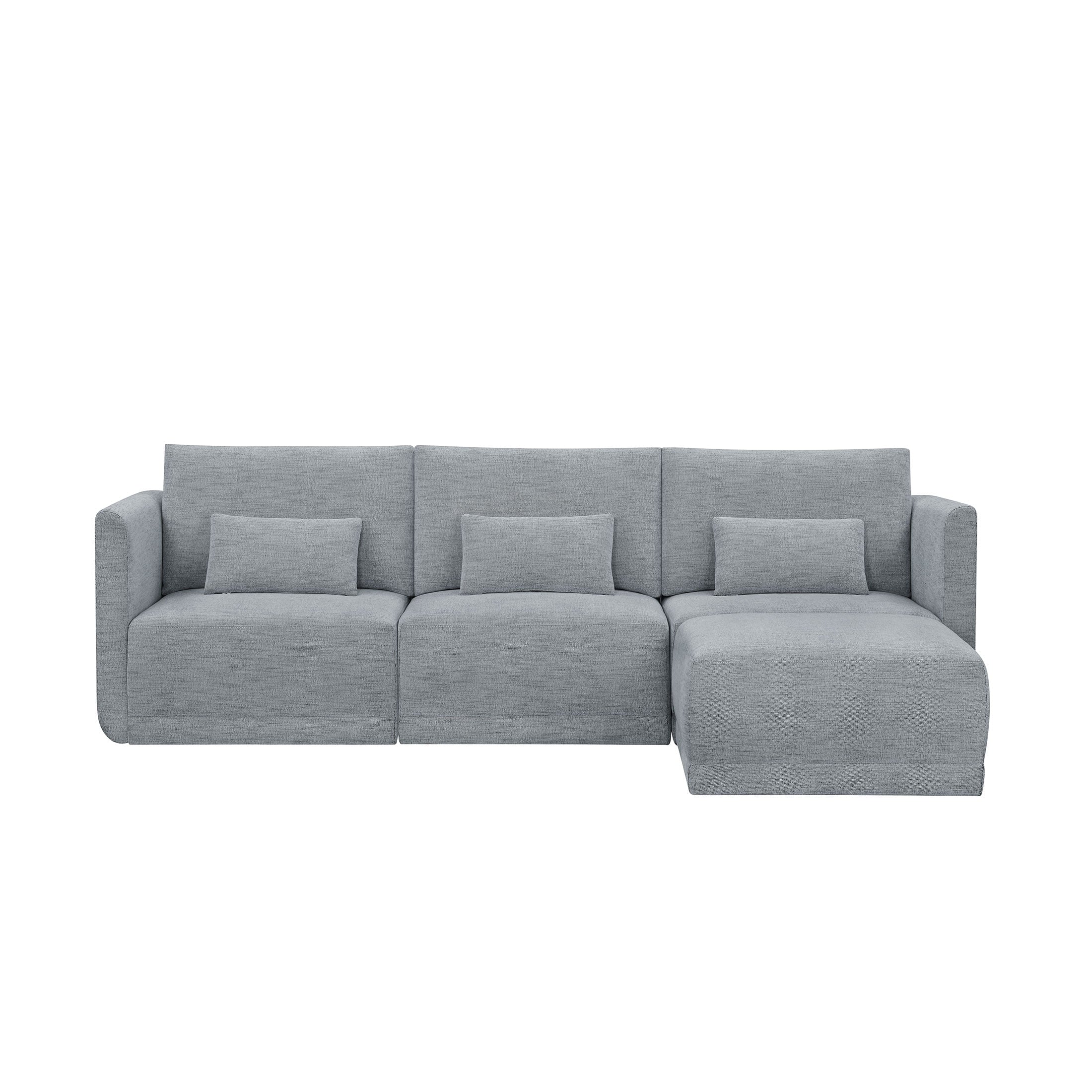 Modular Sectional Sofa with Ottoman Gray Fabric k7