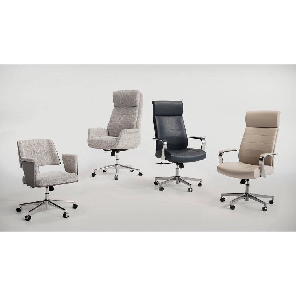 Modern Comfort Vegan Leather High-Back Executive Office Chair Sand Chrome b7k