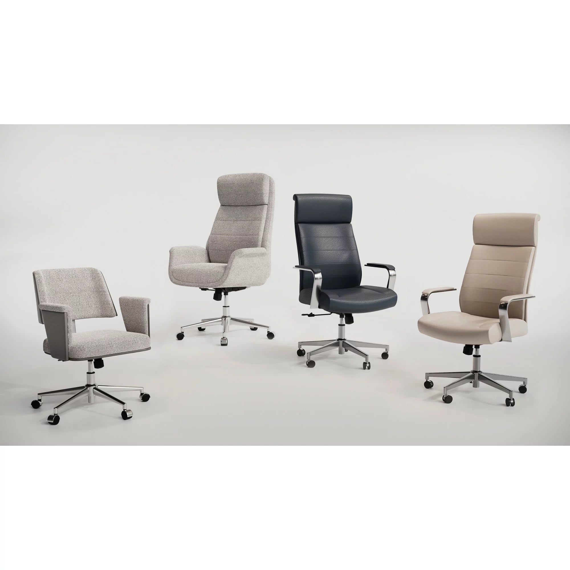 Modern Comfort Vegan Leather High-Back Executive Office Chair Sand Chrome b7k