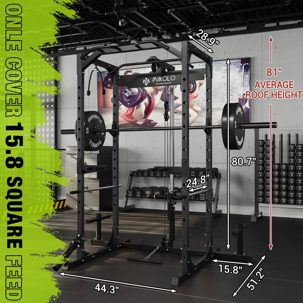 Power Rack Cage with Lat Pulldown System 1200LBS Capacity k7