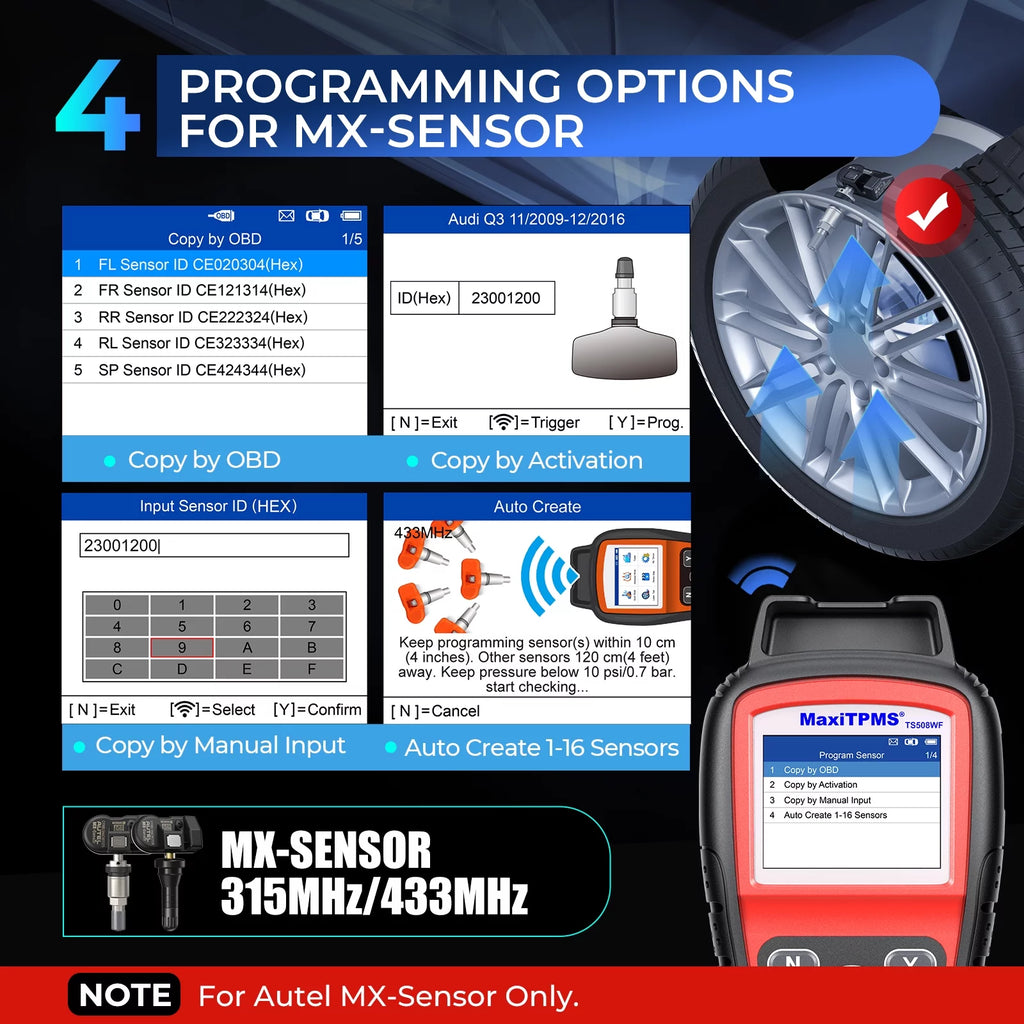 TPMS Programming Tool Relearn Activate Sensors Scan Read Clear DTCs Reset k7m