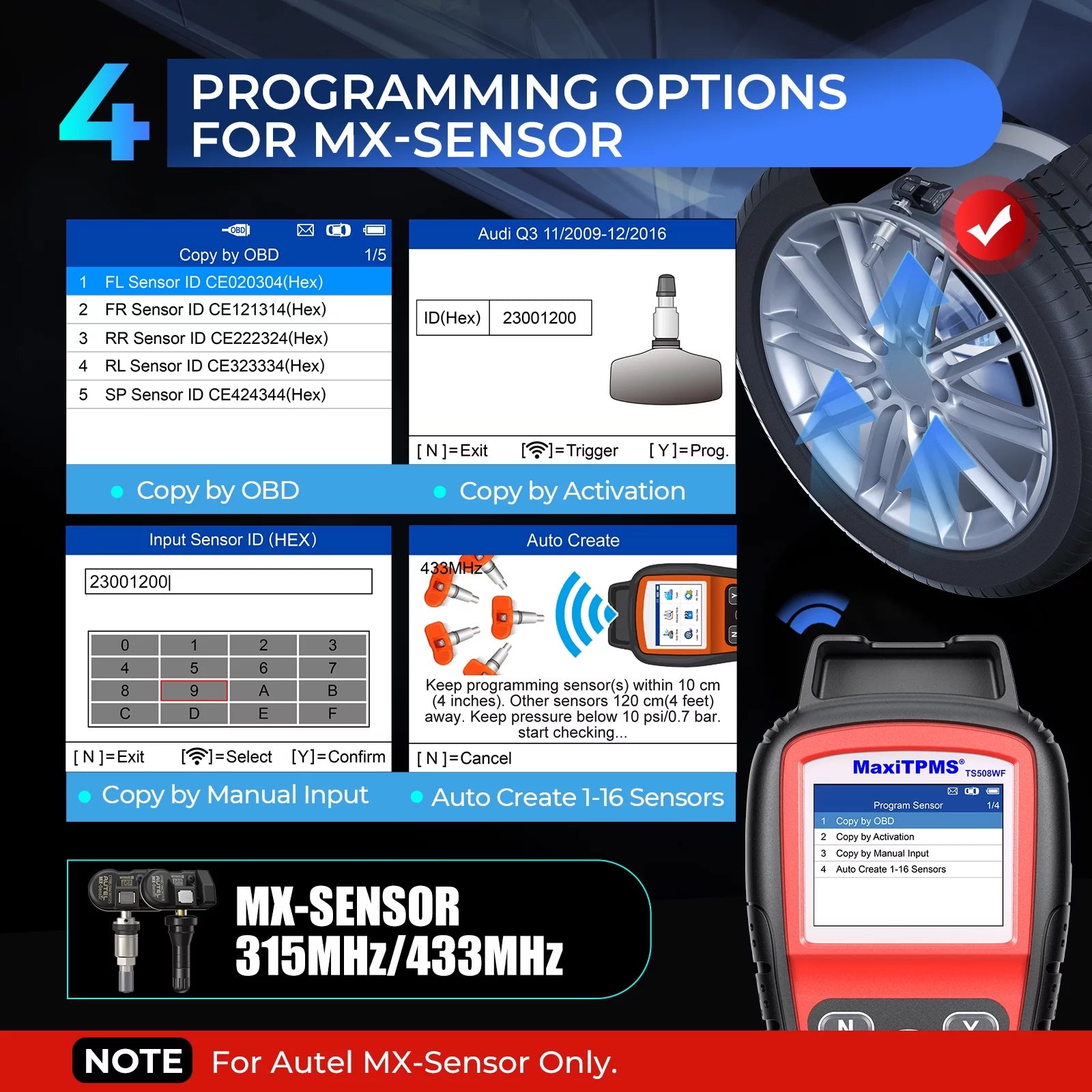 TPMS Programming Tool Relearn Activate Sensors Scan Read Clear DTCs Reset k7m