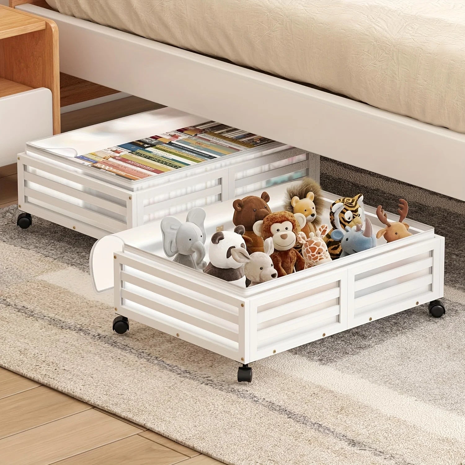 Bamboo Under-Bed Storage Bins with Wheels, 2-Pack a7
