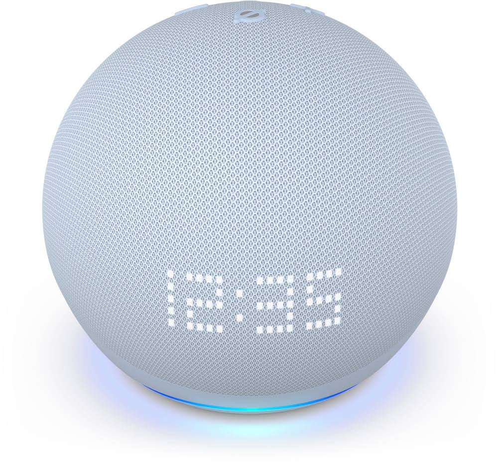 Smart Speaker with Clock and Alexa Cloud Blue a7