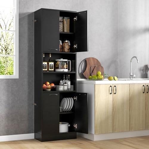 Bathroom Storage Cabinet with 4 Doors and Open Shelves White 75 Inch k7