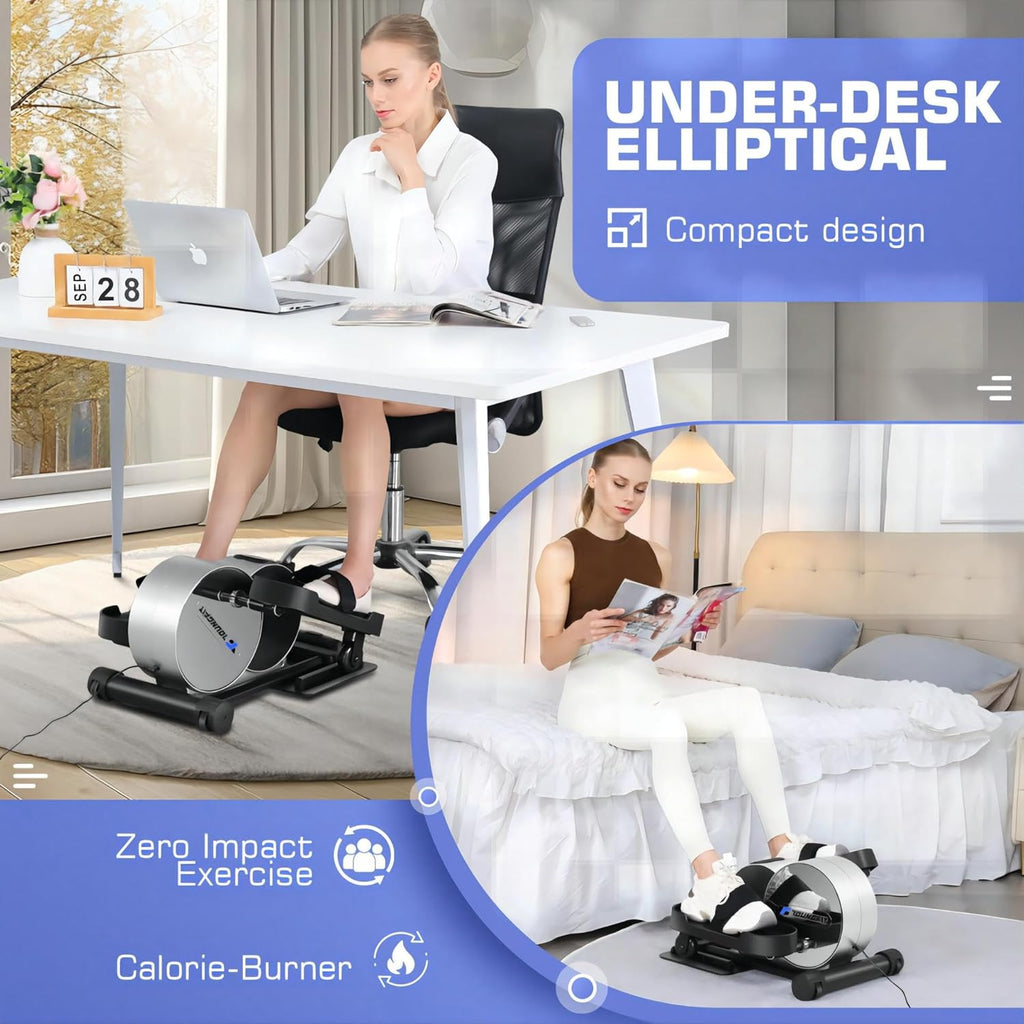 Under Desk Elliptical Seated Foot Pedal Exerciser with App and LCD Display k7p