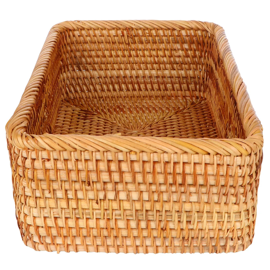 Wicker Basket with Lid Storage Boxes a7