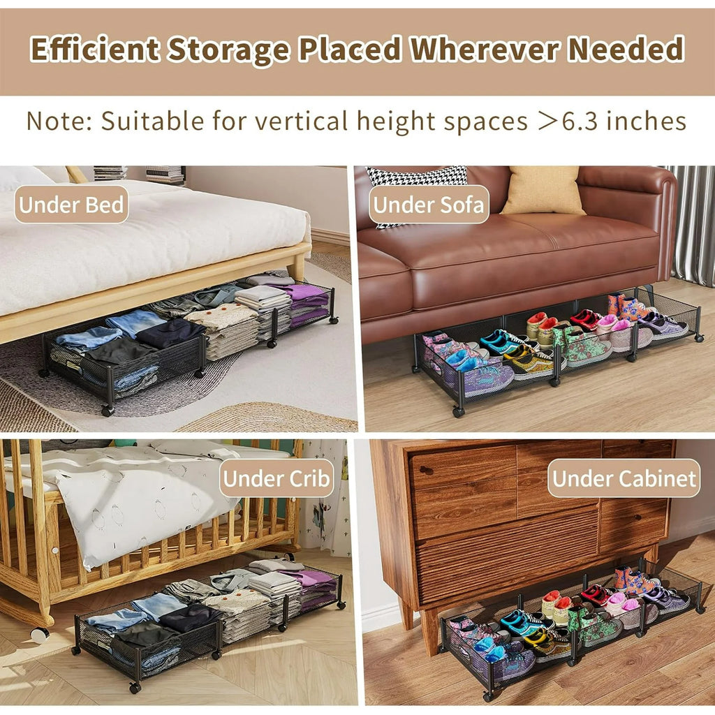 Under Bed Storage on Wheels with Large Capacity Foldable Drawers k7p