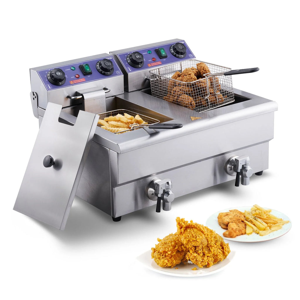 Electric Deep Fryer Dual Tank 3000W a7