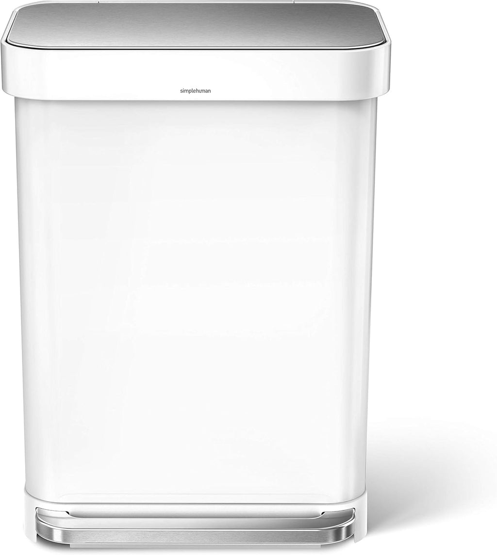 Kitchen Step Trash Can White Stainless Steel 55 Liter a7