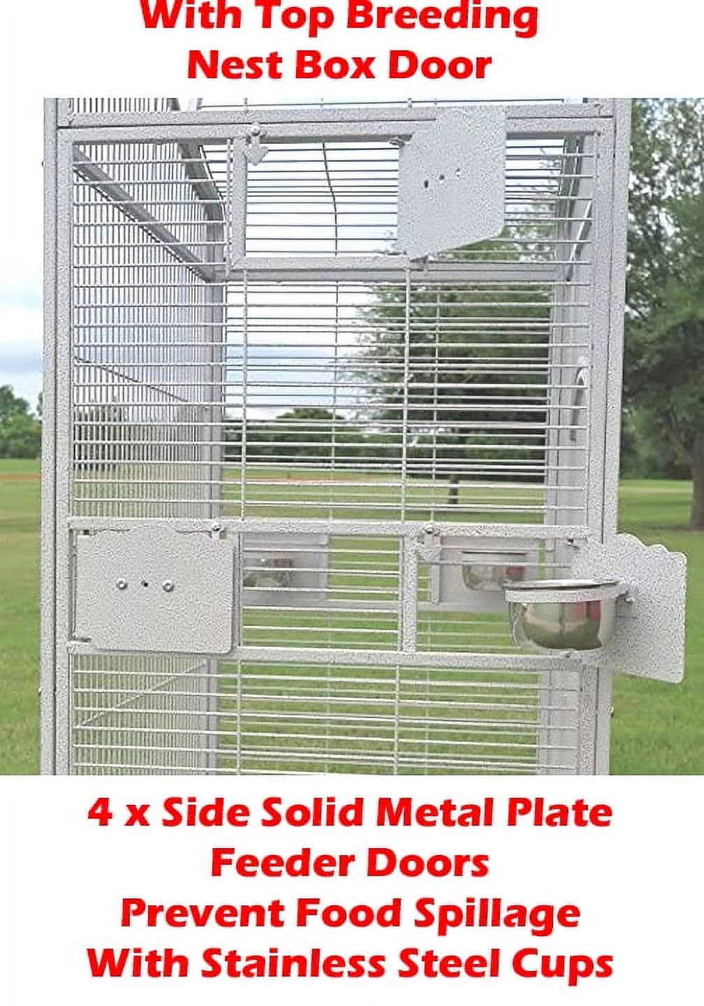 Large Wrought Iron Bird Cage Stand with Rolling Wheels q7